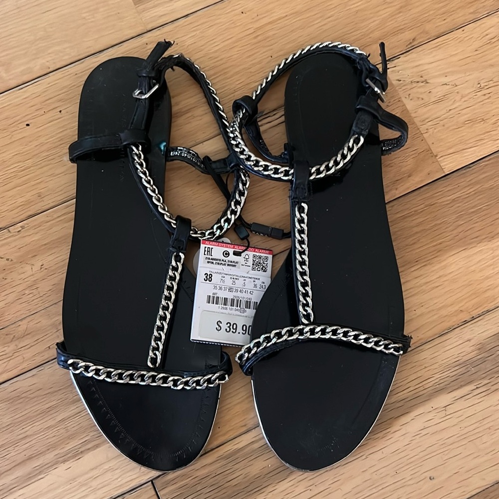 Brand new black and silver Zara sandals